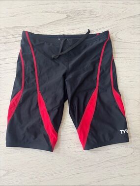 6 Boys SZ 26-28 assorted competitive swimsuits (TYR, dolphin, Speedo, Arena)